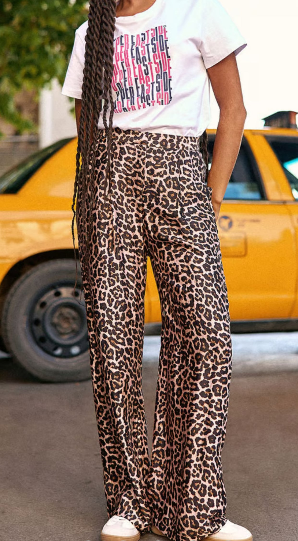 Pantalon de jogging 'léopard' french terry - Beige - Grandes tailles