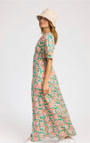 Robe longue imprimée mirage turquoise MALILOU