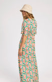 Robe longue imprimée mirage turquoise MALILOU