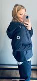 Veste marine avec mélange de matières 211807